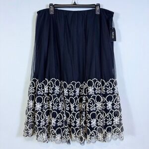 NWT Style & Co Victoriana I Women's Tulle Overlay midi Skirt Black 3X Whimsigoth